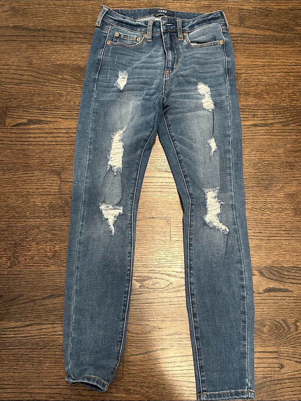 Aero Blue Distressed Slim Fit Jeans size 2